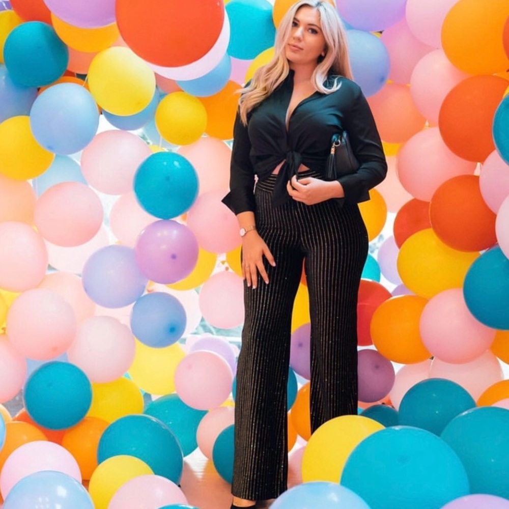 ✨Sparkly black and gold velvet trousers pants